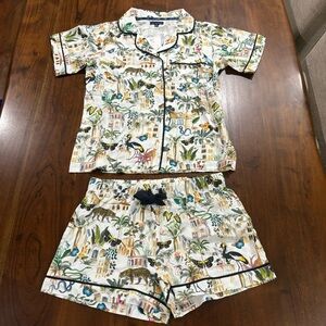 New! Katie Kime Animal Kingdom Jungle Print Novelty Zoo Short Pajama Set Sz XS